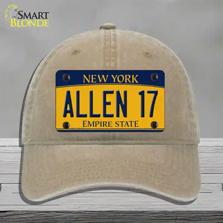 Allen 17 New York Novelty License Plate Hat Tag Unconstructed Cotton / Khaki