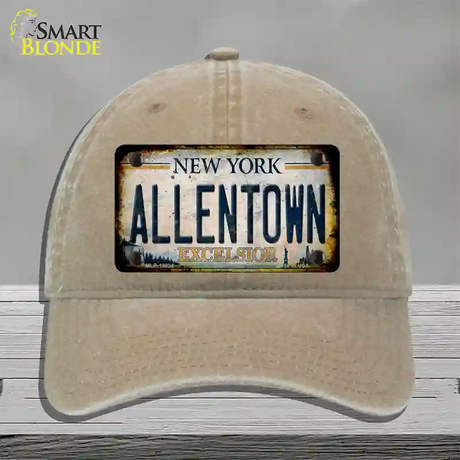 Allentown Excelsior New York Rusty Novelty License Plate Hat Tag Unconstructed Cotton / Khaki