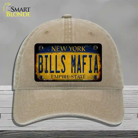 Bills Mafia New York Yellow Rusty Novelty License Plate Hat Tag Unconstructed Cotton / Khaki