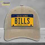 Bills NY Yellow Novelty License Plate Hat Tag Unconstructed Cotton / Khaki