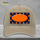 Orange Navy Blue Polka Dot Orange Center Oval Novelty License Plate Hat Unconstructed Cotton / Khaki