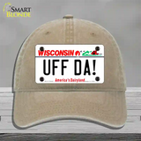 Uff Da Wisconsin Novelty License Plate Hat Tag Unconstructed Cotton / Khaki