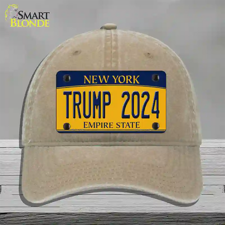 Trump 2024 New York Novelty License Plate Hat Unconstructed Cotton / Khaki