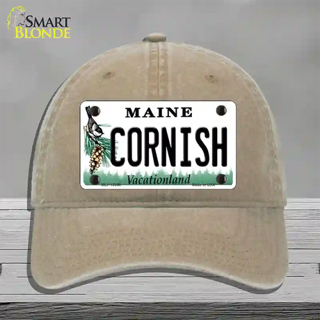 Cornish Maine Novelty License Plate Hat Tag Unconstructed Cotton / Khaki