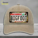 Bigfoot Wisconsin Novelty License Plate Hat Tag Unconstructed Cotton / Khaki