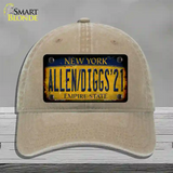 Allen Diggs 21 NY Yellow Rusty Novelty License Plate Hat Tag Unconstructed Cotton / Khaki