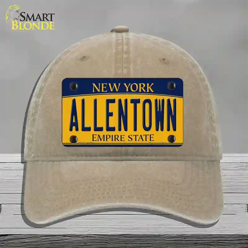 Allentown NY Yellow Novelty License Plate Hat Tag Unconstructed Cotton / Khaki