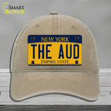 The Aud NY Yellow Novelty License Plate Hat Tag Unconstructed Cotton / Khaki