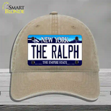 The Ralph NY Blue Novelty License Plate Hat Tag Unconstructed Cotton / Khaki