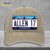 Allen 17 NY Blue Novelty License Plate Hat Tag Unconstructed Cotton / Khaki