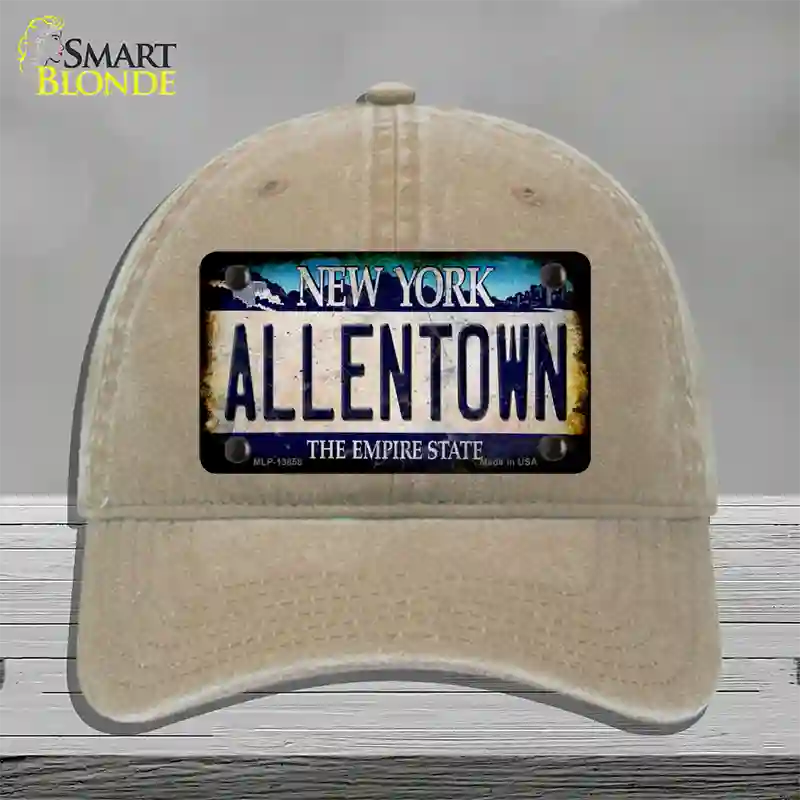 Allentown NY Blue Rusty Novelty License Plate Hat Tag Unconstructed Cotton / Khaki