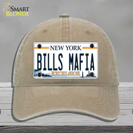 Bills Mafia NY Excelsior Novelty License Plate Hat Tag Unconstructed Cotton / Khaki