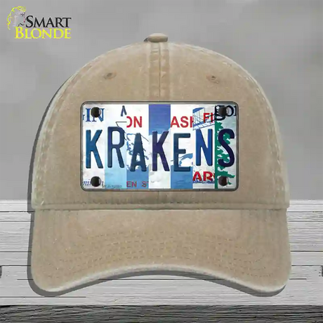 Krakens Strip Art Novelty License Plate Hat Tag Unconstructed Cotton / Khaki