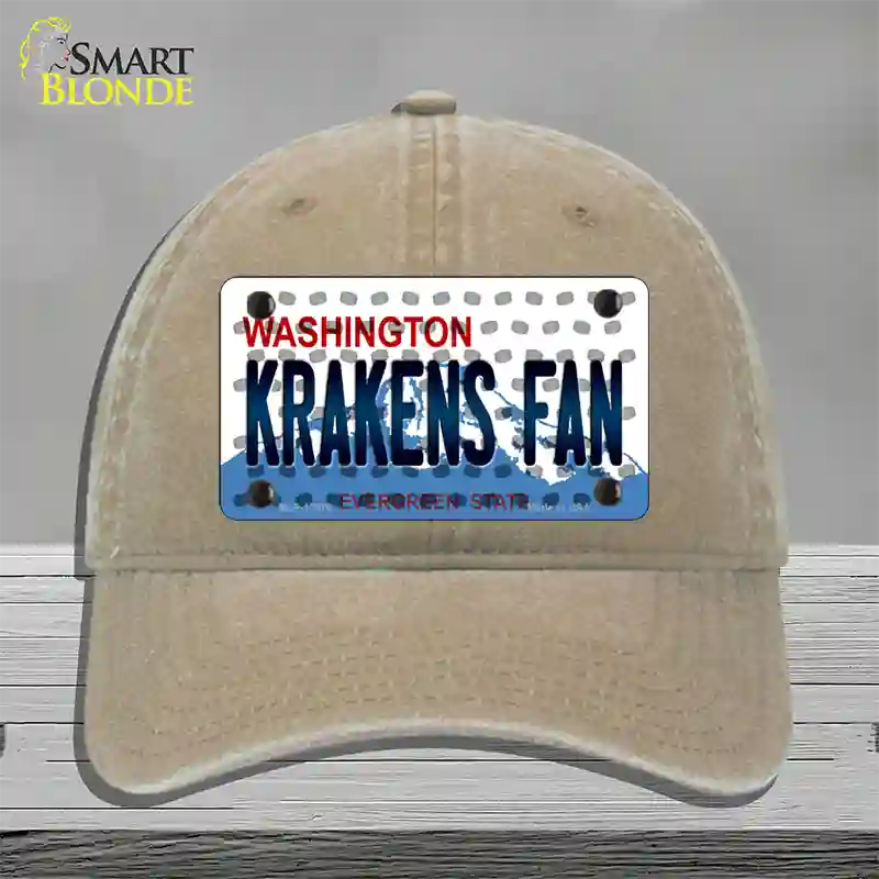 Krakens Fan Washington Overlay Novelty License Plate Hat Tag Unconstructed Cotton / Khaki