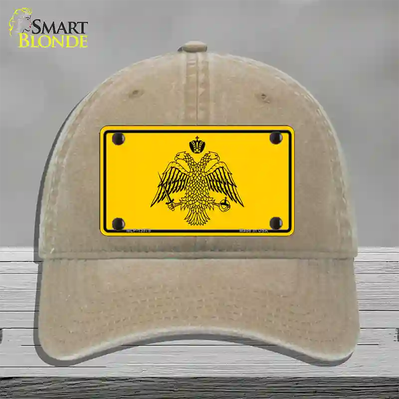 Byzantine Empire Flag Yellow Novelty License Plate Hat Tag Unconstructed Cotton / Khaki