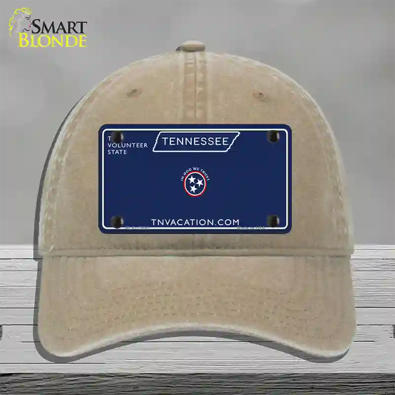 Blank Tennessee Blue Novelty License Plate Hat Tag Unconstructed Cotton / Khaki