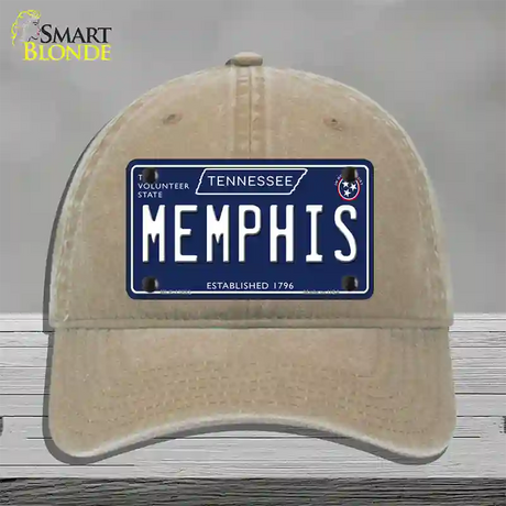 Memphis Tennessee Blue Novelty License Plate Hat Tag Unconstructed Cotton / Khaki