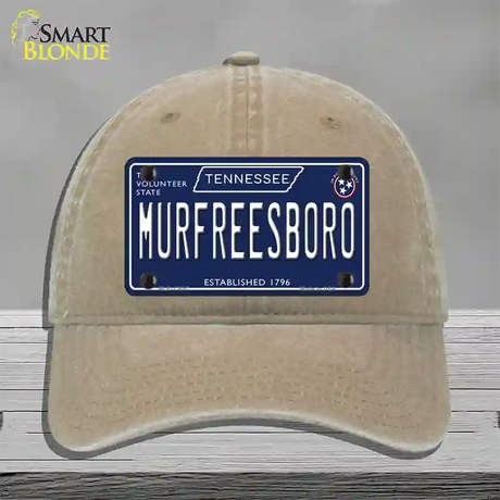 Murfreesboro Tennessee Blue Novelty License Plate Hat Tag Unconstructed Cotton / Khaki