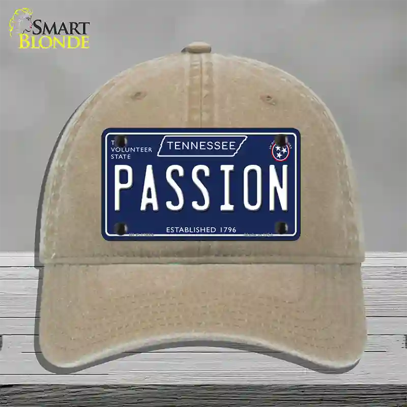 Passion Tennessee Blue Novelty License Plate Hat Tag Unconstructed Cotton / Khaki