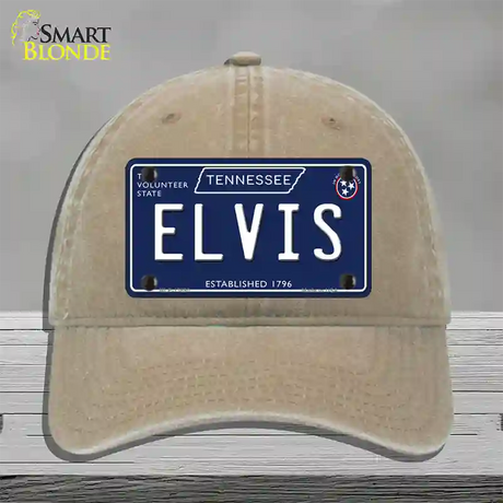 Elvis Tennessee Blue Novelty License Plate Hat Tag Unconstructed Cotton / Khaki