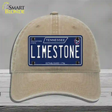 Limestone Tennessee Blue Novelty License Plate Hat Tag Unconstructed Cotton / Khaki