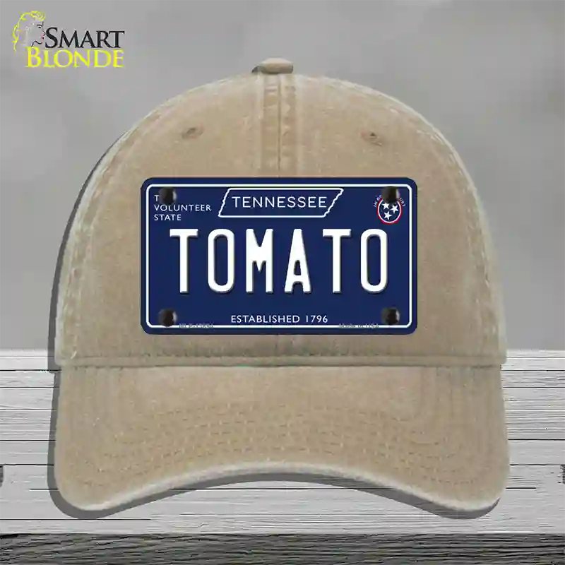 Tomato Tennessee Blue Novelty License Plate Hat Tag Unconstructed Cotton / Khaki