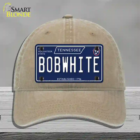 Bob White Tennessee Blue Novelty License Plate Hat Tag Unconstructed Cotton / Khaki