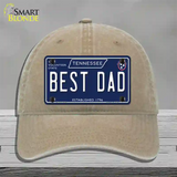 Best Dad Tennessee Blue Novelty License Plate Hat Tag Unconstructed Cotton / Khaki