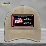 God Bless America Novelty License Plate Hat Unconstructed Cotton / Khaki