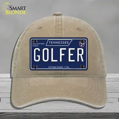 Golfer Tennessee Blue Novelty License Plate Hat Tag Unconstructed Cotton / Khaki