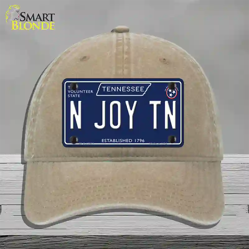 N Joy TN Tennessee Blue Novelty License Plate Hat Tag Unconstructed Cotton / Khaki