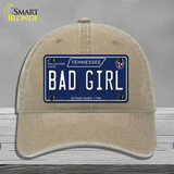 Bad Girl Tennessee Blue Novelty License Plate Hat Tag Unconstructed Cotton / Khaki