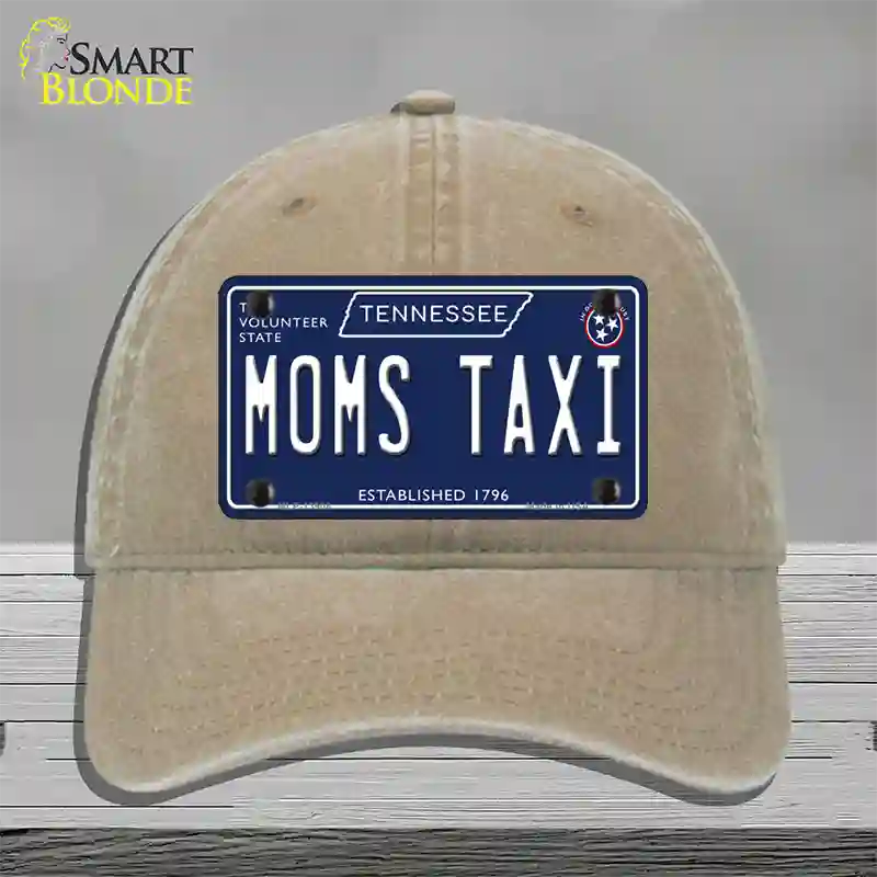 Moms Taxi Tennessee Blue Novelty License Plate Hat Tag Unconstructed Cotton / Khaki