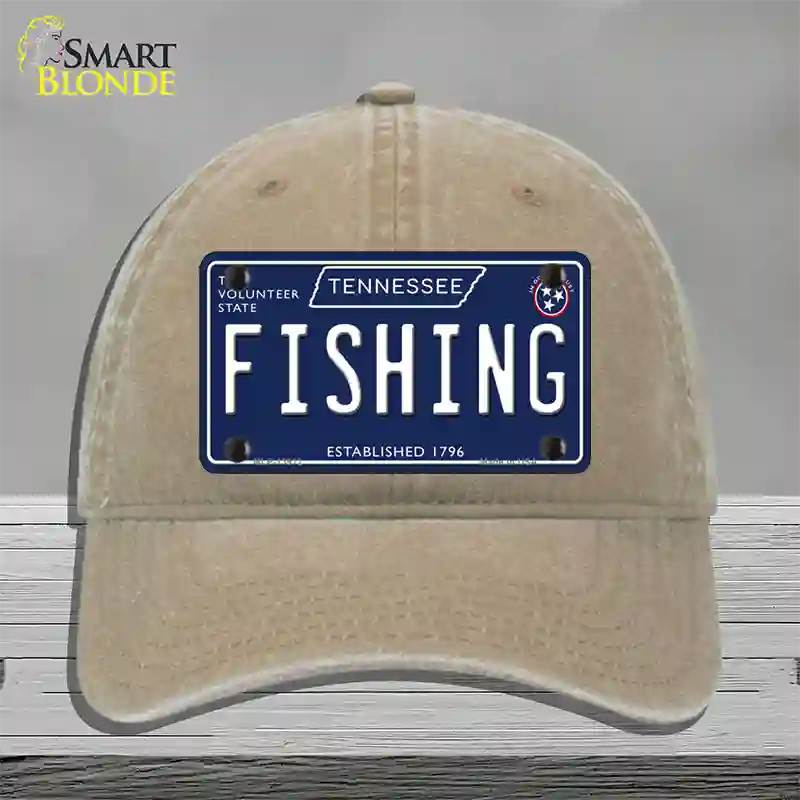 Fishing Tennessee Blue Novelty License Plate Hat Tag Unconstructed Cotton / Khaki