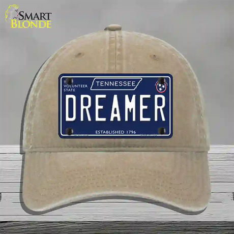 Dreamer Tennessee Blue Novelty License Plate Hat Tag Unconstructed Cotton / Khaki