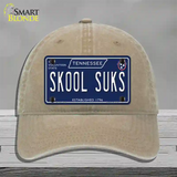 Skool Suks Tennessee Blue Novelty License Plate Hat Tag Unconstructed Cotton / Khaki