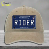 Rider Tennessee Blue Novelty License Plate Hat Tag Unconstructed Cotton / Khaki