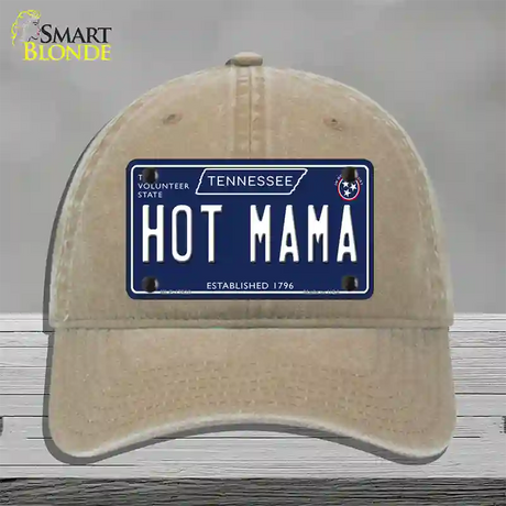 Hot Mama Tennessee Blue Novelty License Plate Hat Tag Unconstructed Cotton / Khaki