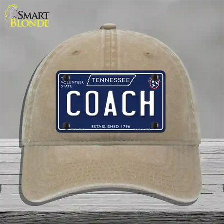 Coach Tennessee Blue Novelty License Plate Hat Tag Unconstructed Cotton / Khaki