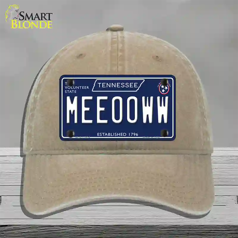 Meeooww Tennessee Blue Novelty License Plate Hat Tag Unconstructed Cotton / Khaki