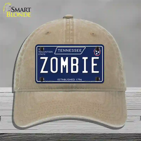 Zombie Tennessee Blue Novelty License Plate Hat Tag Unconstructed Cotton / Khaki