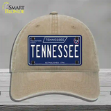 TN Tennessee Blue Novelty License Plate Hat Tag Unconstructed Cotton / Khaki