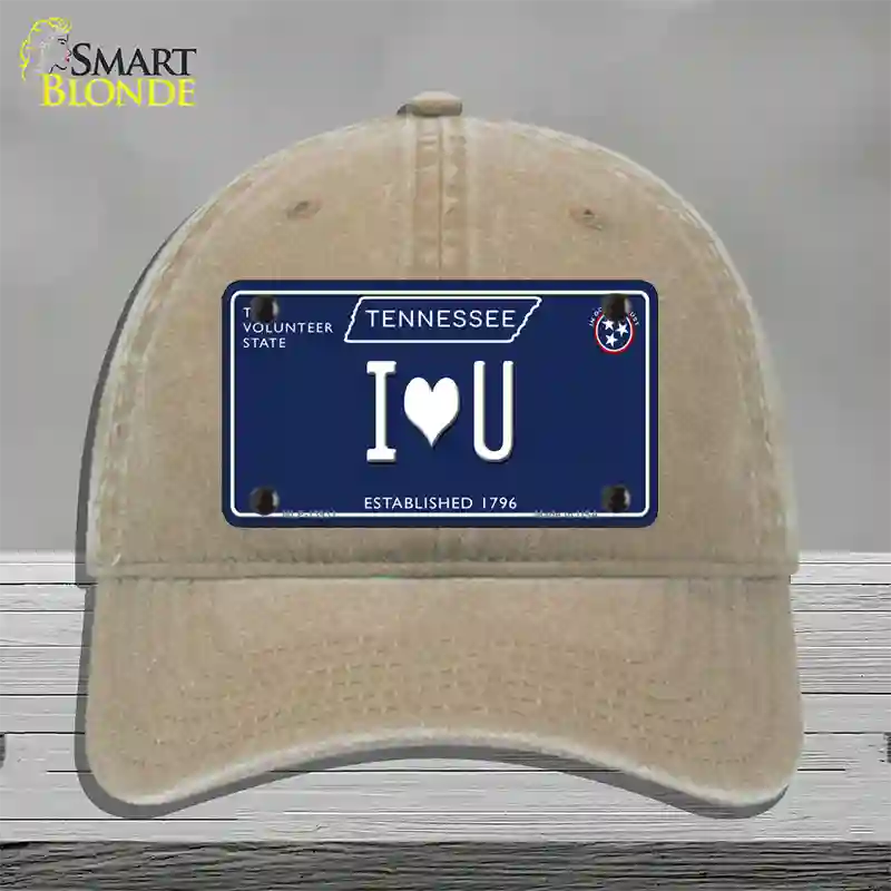 I Heart U Tennessee Blue Novelty License Plate Hat Tag Unconstructed Cotton / Khaki