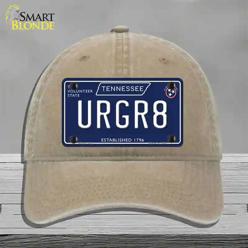 URGR8 Tennessee Blue Novelty License Plate Hat Tag Unconstructed Cotton / Khaki