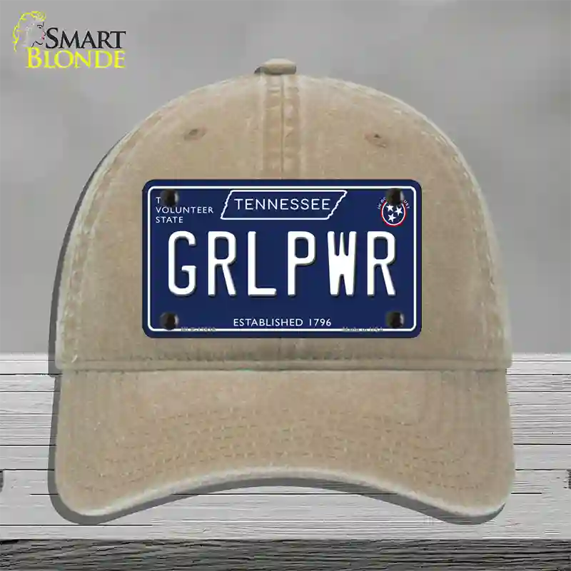 Grlpwr Tennessee Blue Novelty License Plate Hat Tag Unconstructed Cotton / Khaki