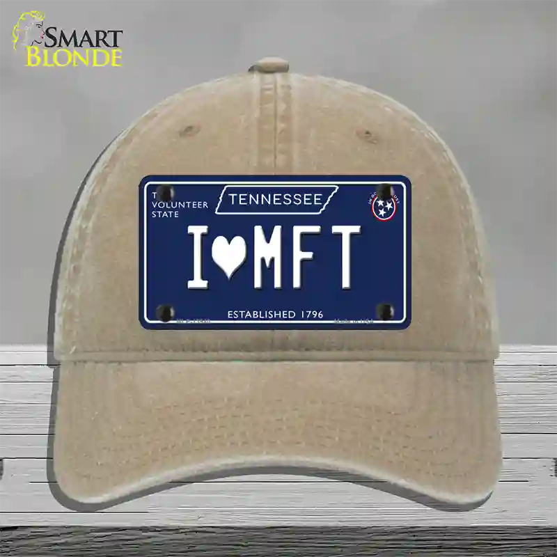 I Heart MFT Tennessee Blue Novelty License Plate Hat Tag Unconstructed Cotton / Khaki