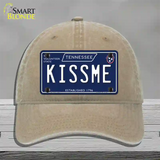 Kiss Me Tennessee Blue Novelty License Plate Hat Tag Unconstructed Cotton / Khaki