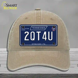 2QT4U Tennessee Blue Novelty License Plate Hat Tag Unconstructed Cotton / Khaki