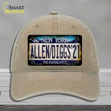 Allen Diggs 21 NY Blue Novelty License Plate Hat Tag Unconstructed Cotton / Khaki