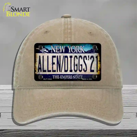 Allen Diggs 21 NY Blue Novelty License Plate Hat Tag Unconstructed Cotton / Khaki